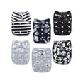 thumbnail image 1 of Paquete de 6 pañales de tela para bebés ALVABABY con 12 insertos ajustables, 1 of 4