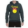 thumbnail image 2 of Wild Bobby, Tennis Mom Cute Bow Ribbon Tennis Ball, Mother's Day, Unisex Graphic Hoodie Sweatshirt, Charcoal, X-Large, 2 of 3