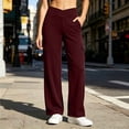 thumbnail image 2 of Women's Stretchy Cargo Pants with Pockets, High Waist Wide Leg Casual Work Pants, Yoga Hiking Jogging Lounge Pants, Athletic Pants | VerBelle,Wine L, 2 of 8