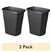 (2 pack) 5.5 Gal. Rectangular Wastebasket Plastic, Office, Black
