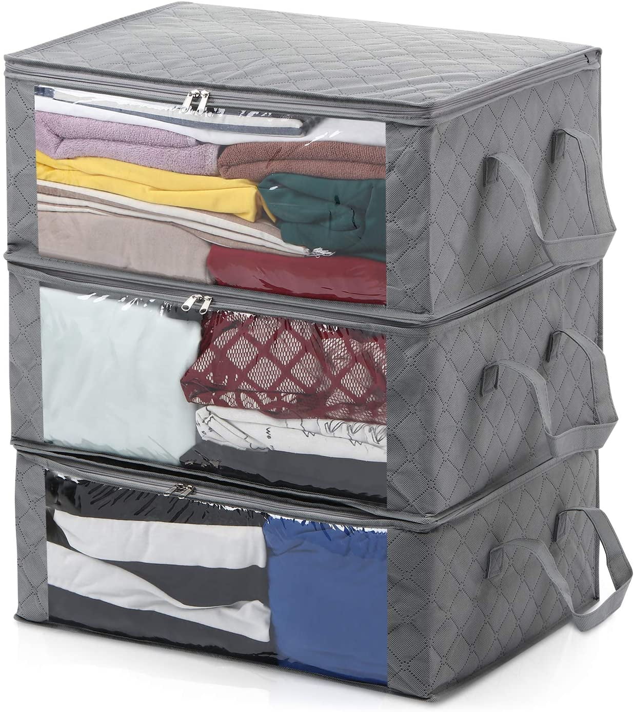 3 Pieces Foldable Storage Bag Under Bed Under Bed Chest Of Drawers With ...