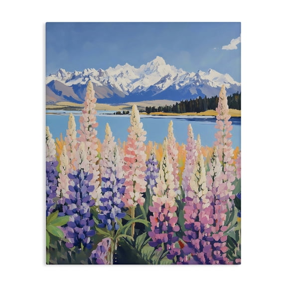 Stupell Industries Modern Mountains & Wildflowers by Lake Canvas Art, 16 x 20, by The Prints Vibe