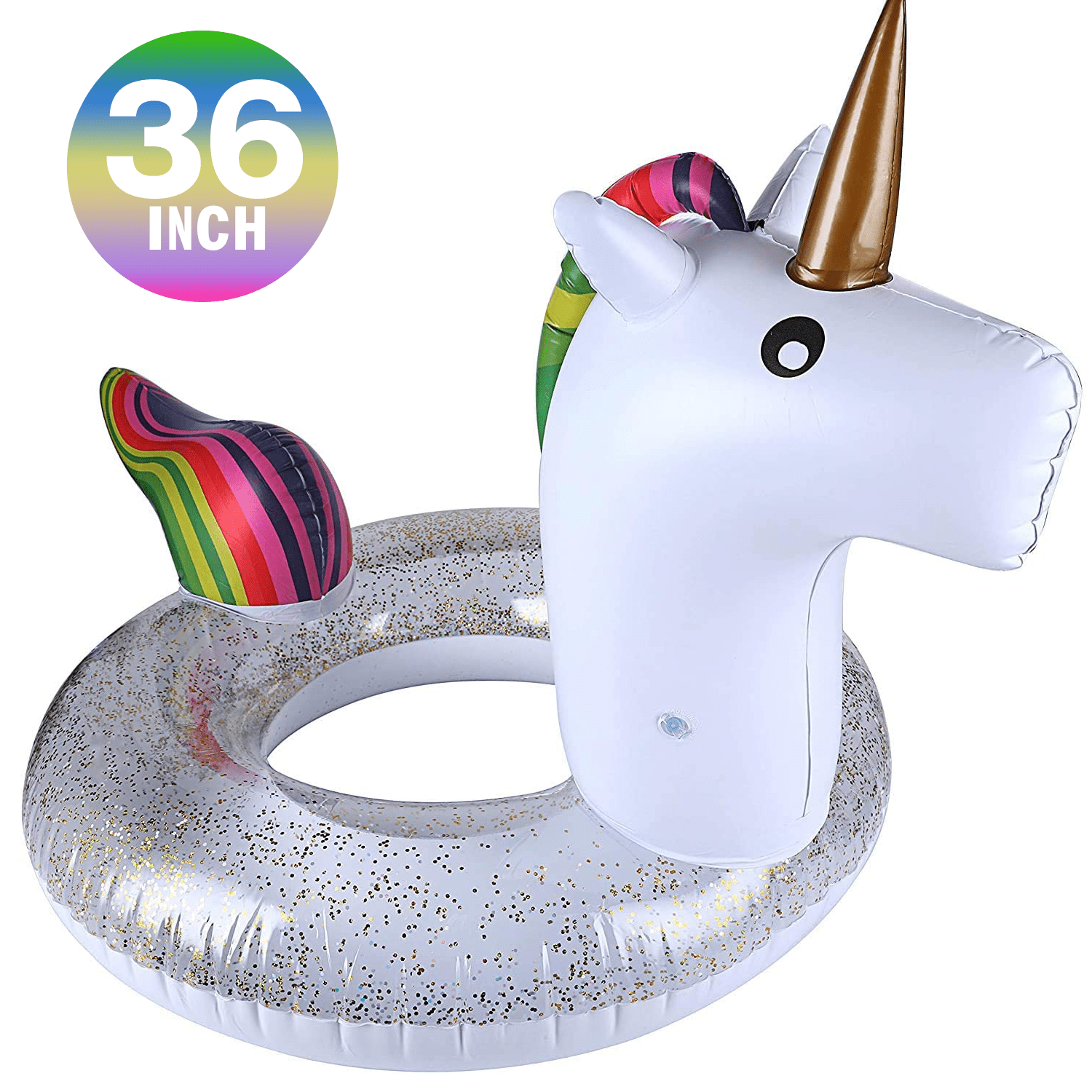 Full Size Inflatable Unicorn Pool Float-Giant Ride-on Rainbow Unicorn Floaties 