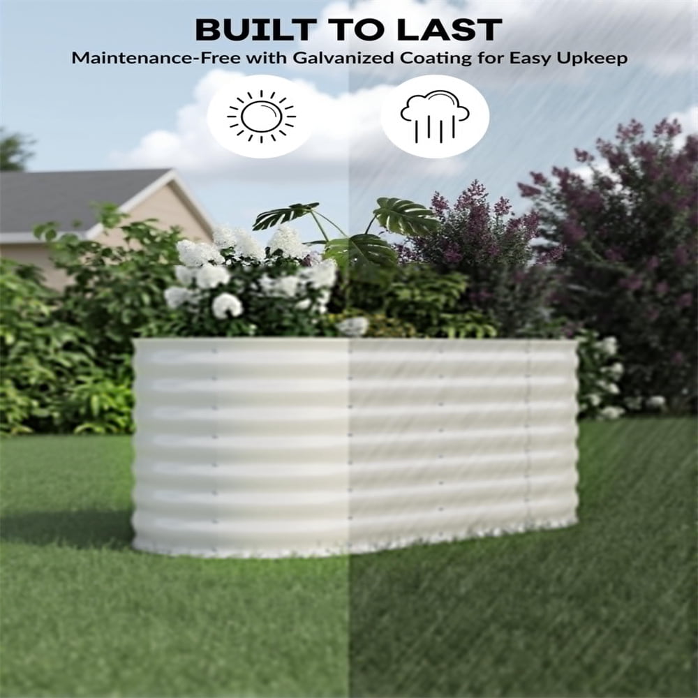 Galvanized Steel Raised Garden Bed - Heavy-Duty Oval Planter Box for Vegetables/Herbs/Flowers, Corrosion-Resistant Outdoor Gardening Kit with Quick Assembly (Backyard/Patio)