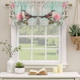 thumbnail image 2 of Pink Flower Curtain Valances for Windows, Kitchen Valance Window Treatments Panel 2 Pack, Spring Bird Branch Blue Vintage Mottled Rod Pocket Short Curtains for Bathroom Bedroom 60 x 18 Inch, 2 of 8