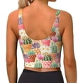 thumbnail image 3 of Fotbe High Detail Succulent Pattern Womens' Sports Bra Longline Wirefree Padded with Medium Support Sports Moisture-Wicking Workou Vest,Tank Top-Small, 3 of 9