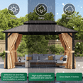 thumbnail image 3 of Clouddwell 10' x 14' Gazebo for Patio, Gazebo Pergola with Sloped Roof, Large Wall-Mounted Heavy Duty Awnings, for Deck, Patio and Backyard,Brown, 3 of 8