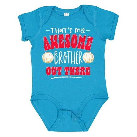 

Inktastic That s My Awesome Brother out There with Volleyball Gift Baby Boy or Baby Girl Bodysuit