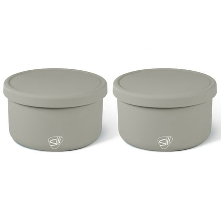 

Silipint: Silicone 20oz Lidded Bowls: 2 Pack Moonstone - Unbreakable Flexible Microwave-Oven-Dishwasher Non-Slip