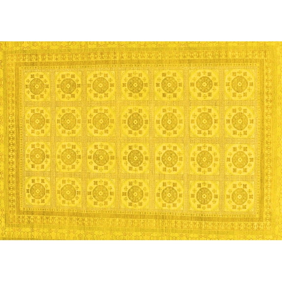 Ahgly Company Indoor Rectangle Abstract Yellow Modern Area Rugs, 2' x 4'
