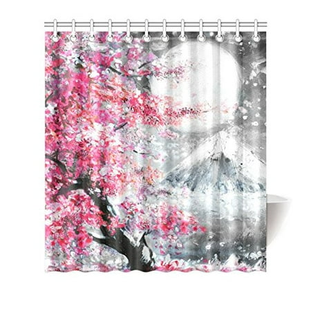 Mkhert Landscape With Cherry Blossom Sakura And Mountain Decor