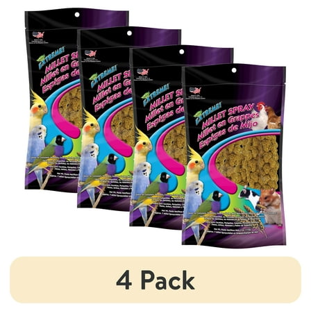 (4 pack) Brown's Extreme Natural Millet Spray Bird Treats, 7 count