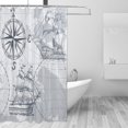 thumbnail image 2 of Nautical Sailboat Map Shower Curtain 72x72In for Bathroom Ship Anchor for Boys Kids Sketch Pirate Ship Wheel Compass Bathtub Decor, 2 of 7
