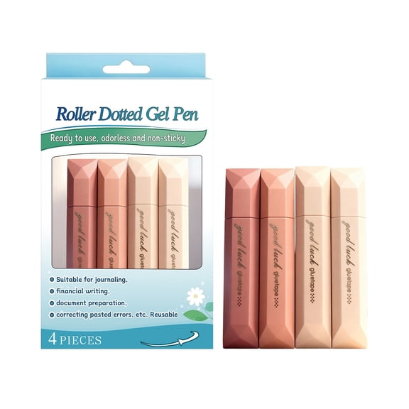 4-Pack Double Sided Tape Roller, 6 mm x 196 Inch Adhesive Tape Glue Scrapbook Dispenser Runner for Scrapbooking Craft Supplies Office School