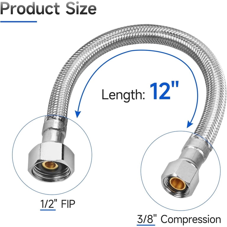 JUWO 12" Braided Faucet Supply Line, 2-Pack photo 5