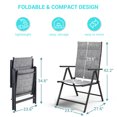 thumbnail image 4 of ELPOSUN Outdoor Folding Dining Chairs Set of 2, Folding Lawn Chairs for Adults with Padded Breathable Textilene, Portable Folding Chairs for Outside, No Assembly, Grey White, 4 of 7