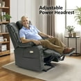 thumbnail image 3 of MCombo Oversized Triple Motor Power Lift Recliner with Adjustable Headrest for Big Tall Elderly, Faux Leather R7635(Dark Gray, Large-Wide), 3 of 11