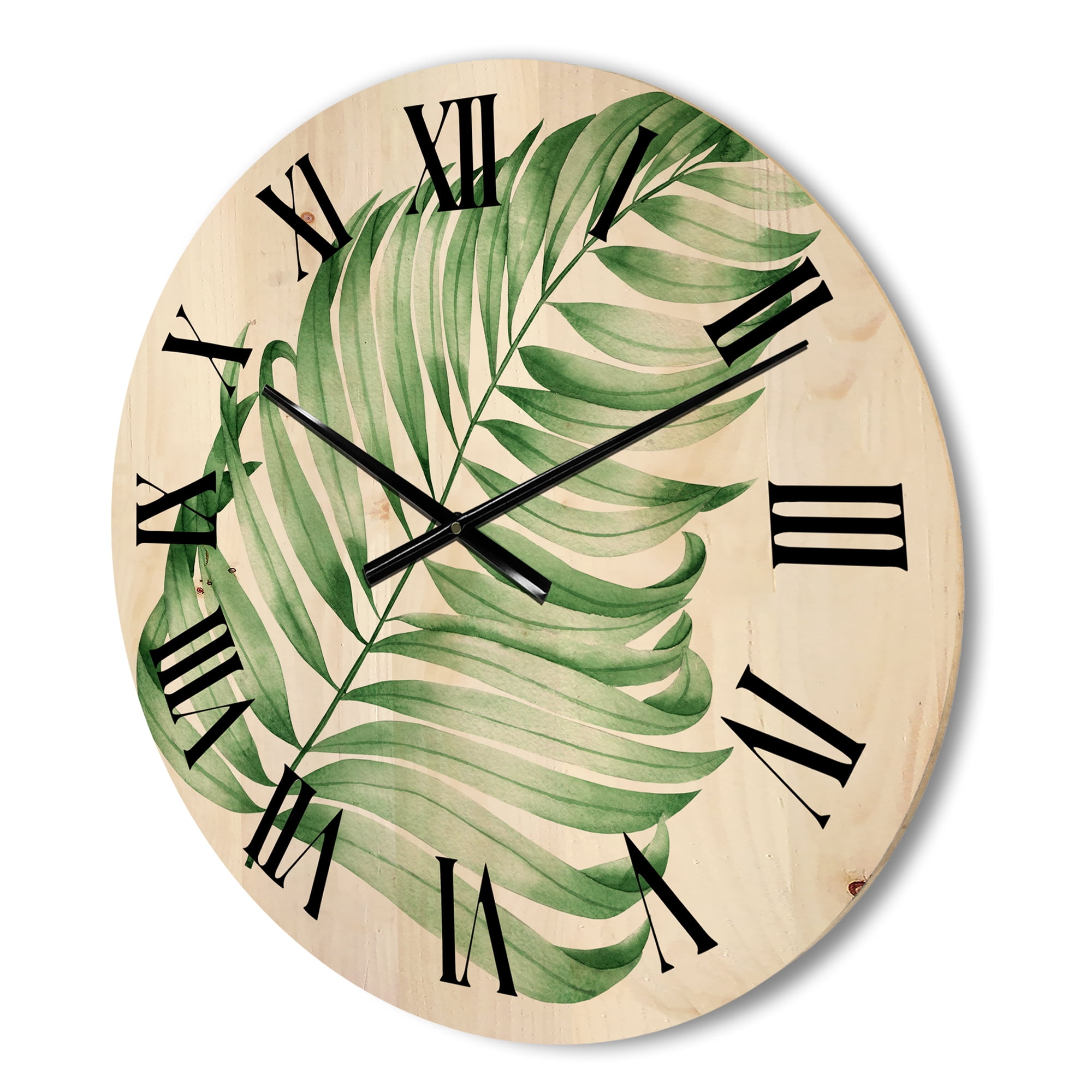 Designart 'Close Up Of Tropical Leaf Of Monstera II' Farmhouse Wood Wall Clock
