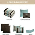 thumbnail image 4 of Nanshing Avalon 8 Piece Trellis Moroccan Print Comforter Set, Aqua/Brown, California King, 4 of 5
