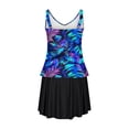 thumbnail image 5 of UJNDER Maillots de Bain pour Femmes Tankini Bikini Mini Robe de Bain Mode Imprimé Col en V Plissé Plage Bain Tenue de Plage Maillots de Bain pour Femmes Bleu Foncé S, 5 of 5