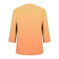 thumbnail image 4 of Hxshgdsn Plus Size Womens 3/4 Sleeve Blouse V Neck Button Gradient Color T Shirt Trendy Oversized Tops Summer Orange 4Xl, 4 of 5