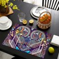 thumbnail image 4 of Artistic Paisley Placemats Set of 4, Flax Linen Table Mats, Heat Resistant Wrinkle Free with Colorful Retro Vintage Floral Pattern and Exotic Mandala Geometric Design for Dining Table, 4 of 6