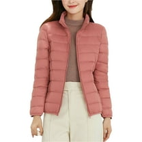 Baqcunre Women's Long Sleeve Quilted Stand-Up Collar Solid Light Wight Down Jacket Womens Winter Coats Puffer Jacket Jackets for Women Coats for Women Red 3Xl