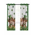 thumbnail image 7 of St. Patrick's Day Blackout Curtains for Bedroom, Cute Highland Cow Shamrock Gold Coin Green Thermal Insulated Kitchen Drapes with Grommets, Light Blocking Window Treatment, 2 Panels 42" x 63", 7 of 7
