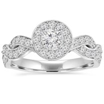 Divine Jewel Criss Cross Diamond Ring - 14K White Gold Plated Diamond Wedding Anniversary Ring - 1.18 Ct Round Cut Lab Created Diamond Engagement Rings for Women's - Promise Birthday Rings