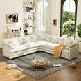 thumbnail image 4 of BedLuxury 111.5” Modular Sectional Sofa with Corner Seat, Modern Chenille Deep Seat Couches for Living Room, Office, 5-Seat, Beige, 4 of 9