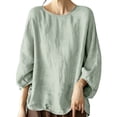 thumbnail image 2 of Endives Womens Long Sleeve Shirt Cotton Linen Shirt Womens Thin Breathable Blouse Summer Spring Clothing Grey, 2 of 4