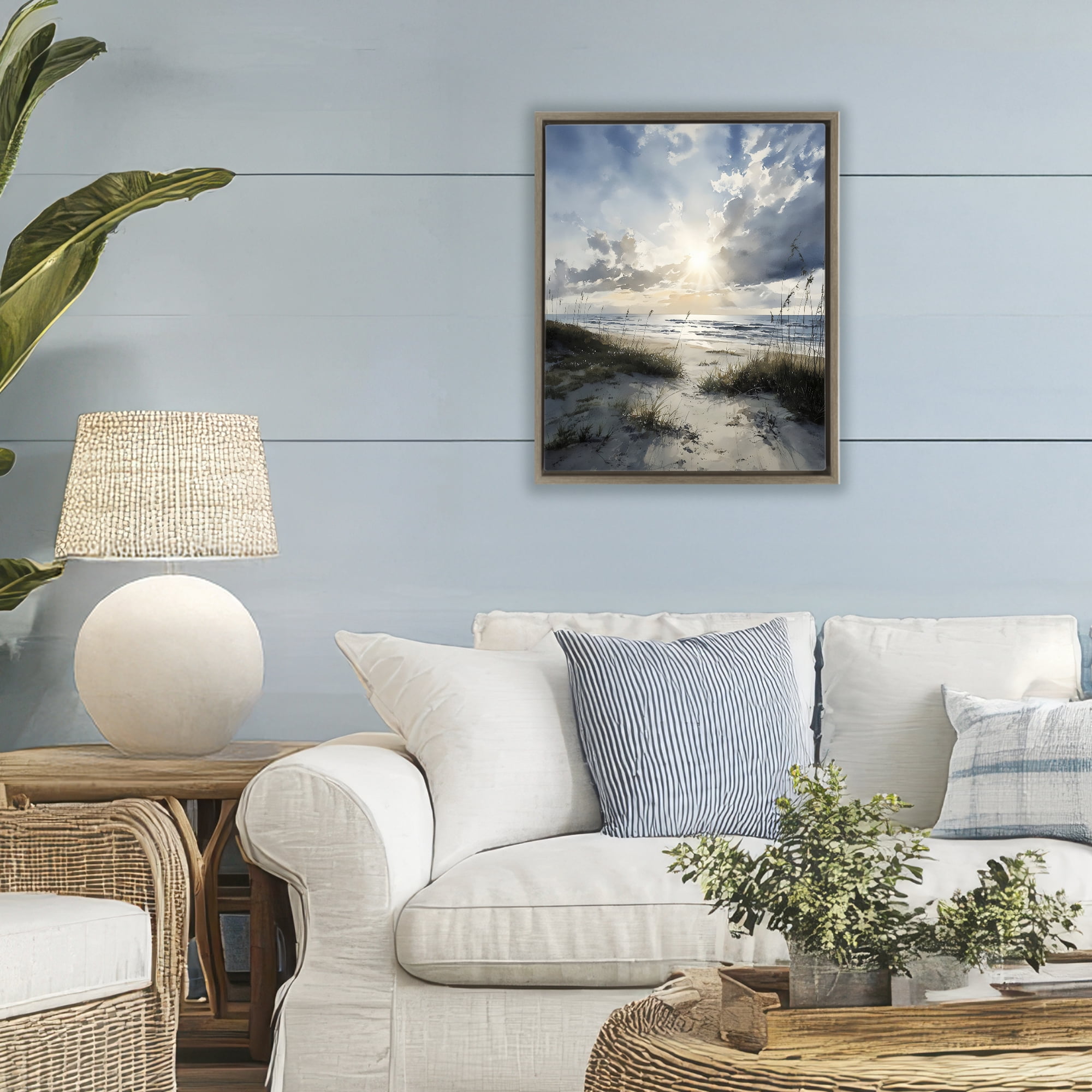 Stupell Industries Sunshine On The Beach Brown Framed Floater Canvas Wall Art, design by Franklyn Gregory