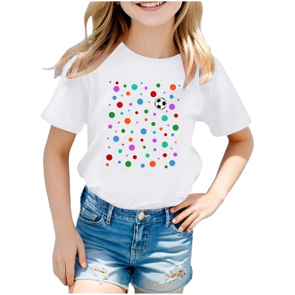 XEGLSBU Girls Shirts Size 10-12 Dressy Girls Casual Short Sleeve Crewneck Tee Top Comfortable Basic Shirt for Children Soft Blend Apparel Girls T Shirt White Size 7-8 Years