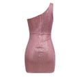 thumbnail image 4 of TJAZFJPA Robe Grande Taille Femme Robe Sans Manches Robe Française à une Épaule Robe à Sequins Robe Moulante Noire Robe Champagne, 4 of 5