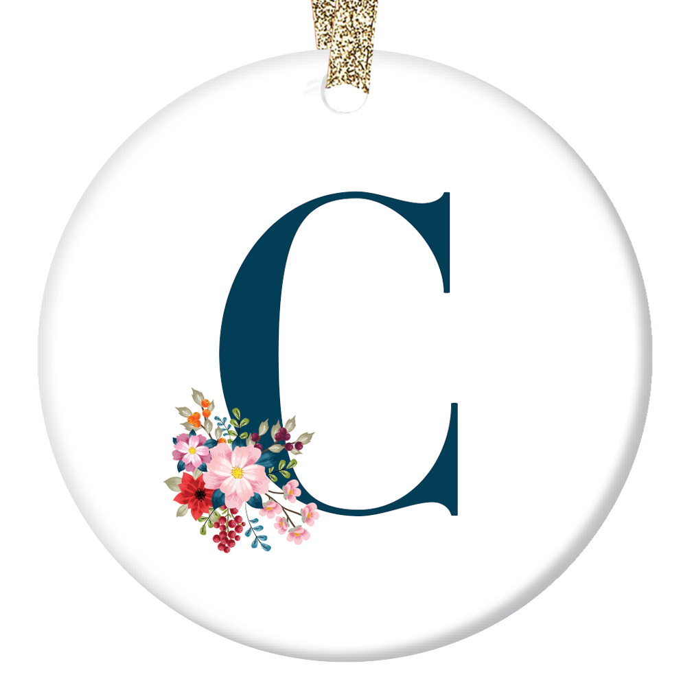 C Name Initial Ornament&quot;C&quot; First Last Surname Pretty Floral Monogram