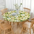 thumbnail image 3 of Round Fitted Tablecloth with Elastic Edges Fits 45"-52" Round Tables Pioneer Colorful Floral Waterproof Table Cover Washable Indoor and Outdoor for Party Kitchen Dinner Banquet Patio Picnic, 3 of 7