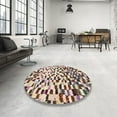 thumbnail image 4 of Ahgly Company Machine Washable Indoor Round Abstract Velvet Maroon Purple Area Rugs, 7' Round, 4 of 7