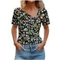 thumbnail image 2 of Pohista Spring Tops for Women Dressy Women's T-Shirts Vintage Cotton Blouses for Women Short Sleeve Shirts for Women Summer, 2 of 5