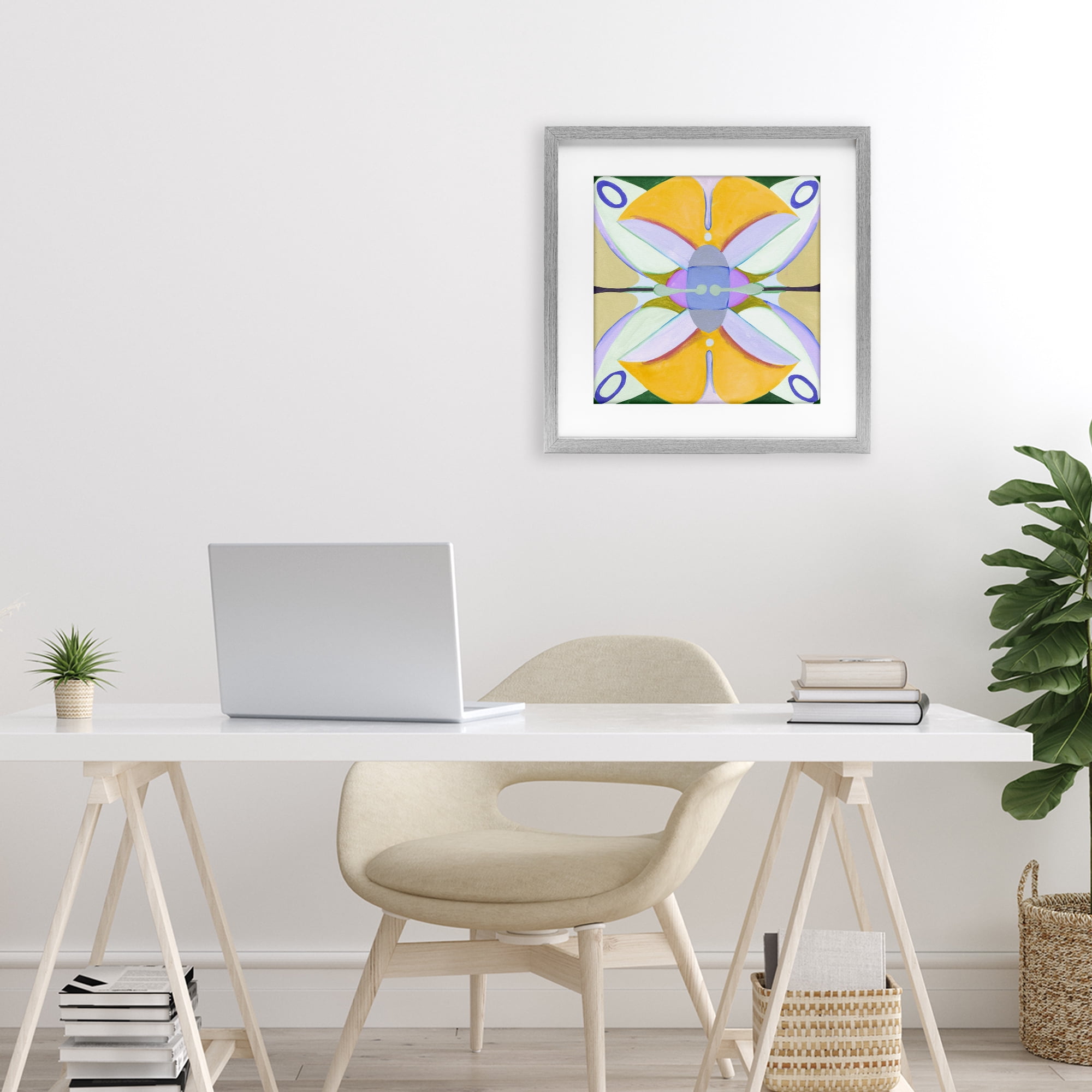 Stupell Industries Warm Revival Kaleidoscope Gray Framed Print Under Glass, design by Melissa Wang