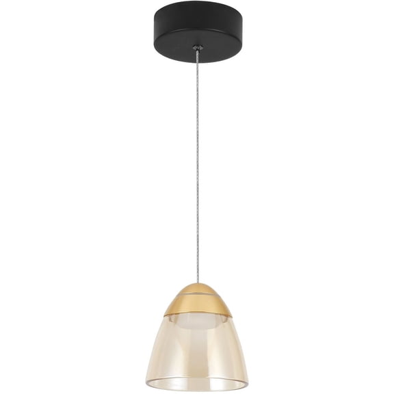 VONN Roma 5" ETL Certified Integrated LED Aluminum/Glass Pendant in Black/Gold