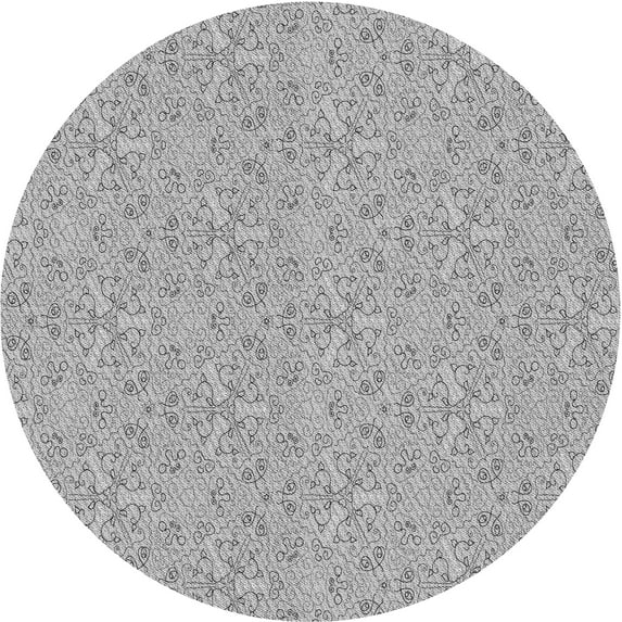 Ahgly Company Machine Washable Indoor Round Transitional Platinum Silver Gray Area Rugs, 3' Round