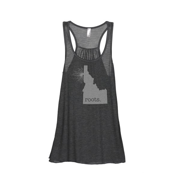 Thread Tank Home Roots State Idaho ID Women's Sleeveless Flowy Racerback Tank Top Charcoal Small