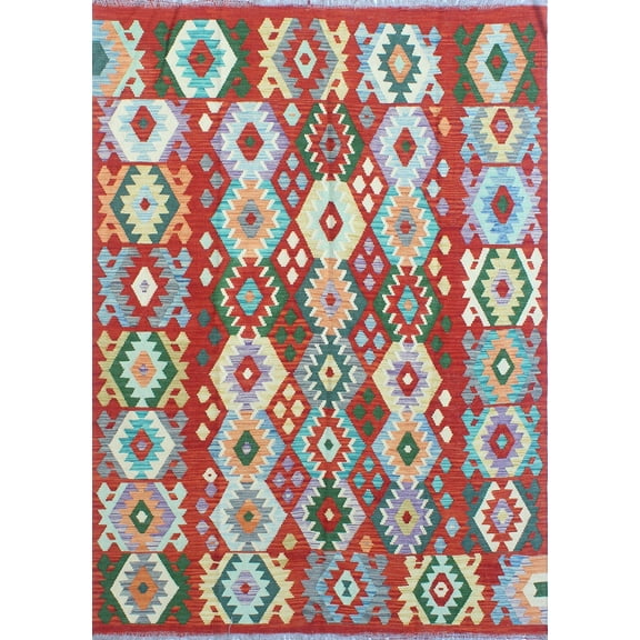 Sangat Giv Rust/Purple Rug, 5'9" x 7'7"