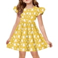 thumbnail image 2 of YOUYEDIAN Easter Midi Dresses for Girls Teen Summer Cute Flutter Sleeve Princess Dress Crew Neck Buuny Rabbit Print Dresses (Yellow, 8-9 Years), 2 of 5