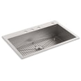 thumbnail image 6 of Kohler Vault Large Single Bowl Kitchen Sink With Four-Hole Faucet Drilling, 33 In Long X 22 In. Wide X 9 In. Deep, Stainless, 6 of 7