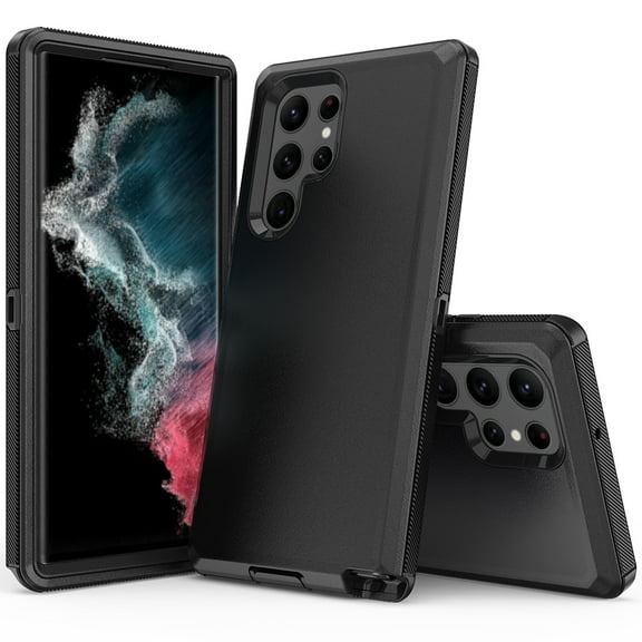 NIFFPD Galaxy S22 Ultra Case, Samsung S22 Ultra Case, Dual Layer Heavy-Duty Rugged Shockproof Anti-Drop Protective Case for for Samsung Galaxy S22 Ultra 5G Black