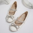 thumbnail image 4 of Rexoro Girls' Mary Jane Flats Kids Sparkly Rhinestone Bow Dress Shoes Princess Girls Shoes for Wedding Party White 13 Little Kid, 4 of 6
