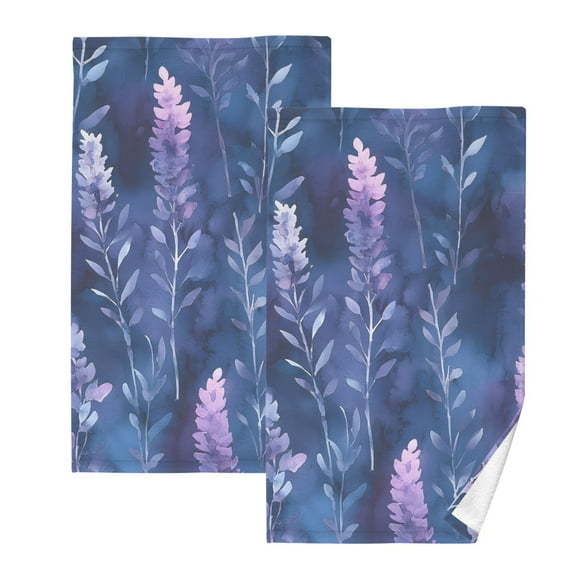 Ryvnso Lavender Flowers Cotton Hand Towels Sets Face Towel 2 PCs Bathroom Decorative
