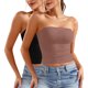 thumbnail image 1 of Blusa informal de verano sin tirantes de color liso para mujer, 2 piezas, de poliéster, 1 of 8