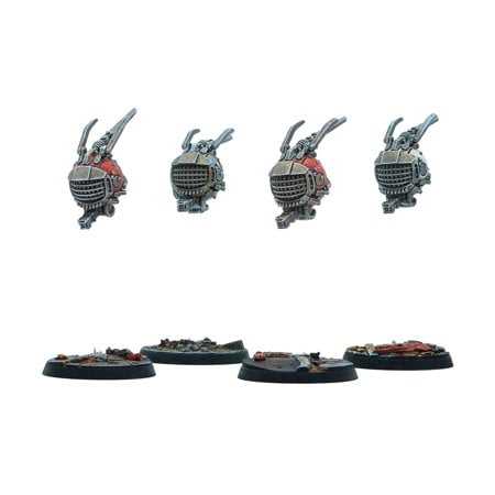 Modiphius Entertainment : Fallout : Wasteland Warfare - Robots : Eyebots - 4 Figurines, Miniatures RPG en Résine Non Peintes de 32mm, Nuka World, Table